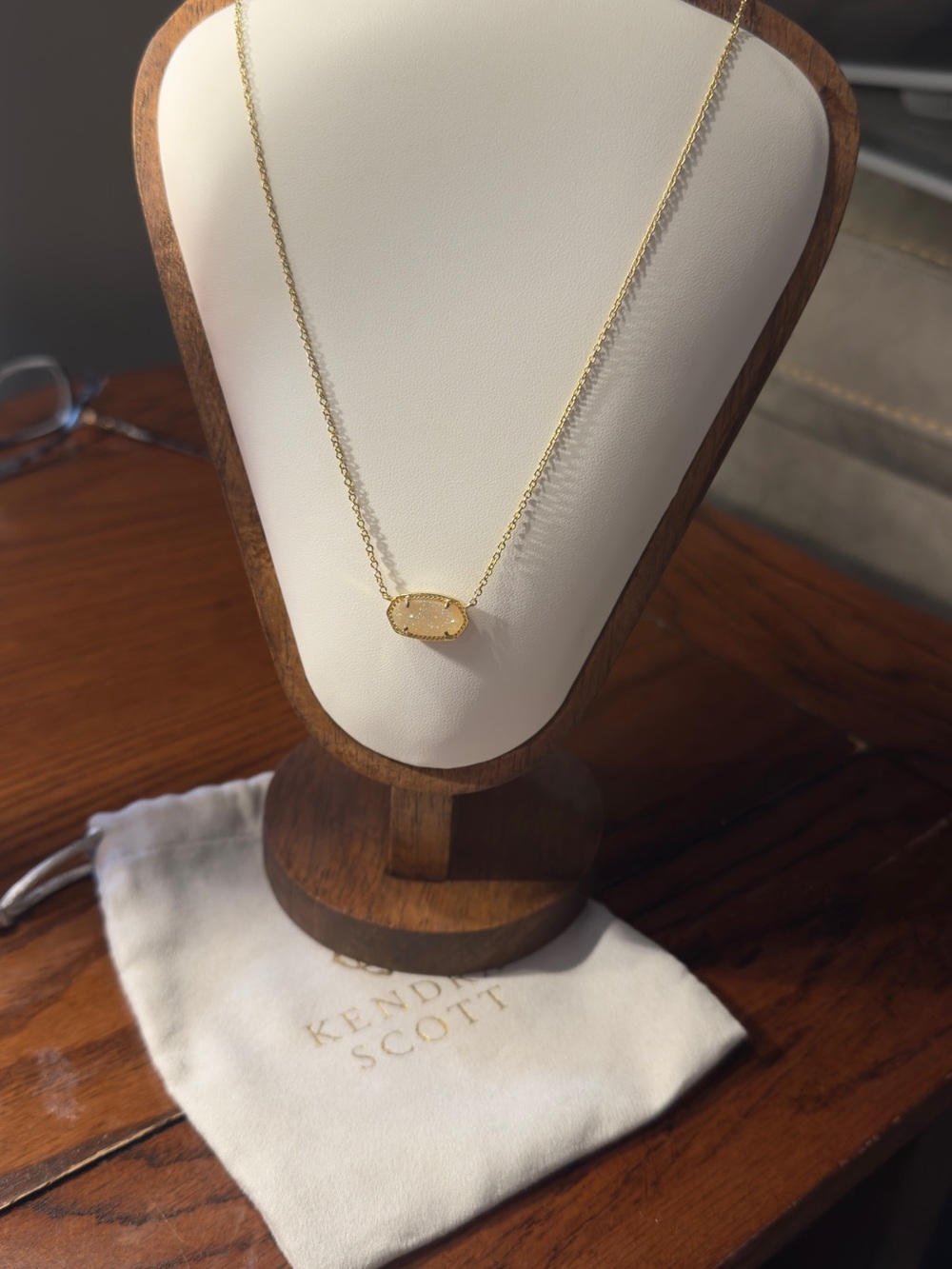 Kendra Scott Gold Necklace with Champagne Drusy Pendant